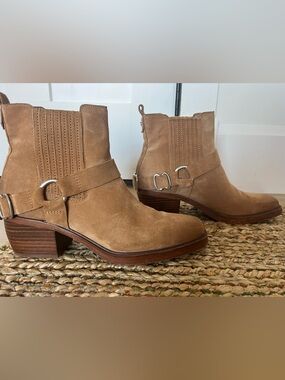 Sam Edelman Tan Suede Harness Ankle Booties